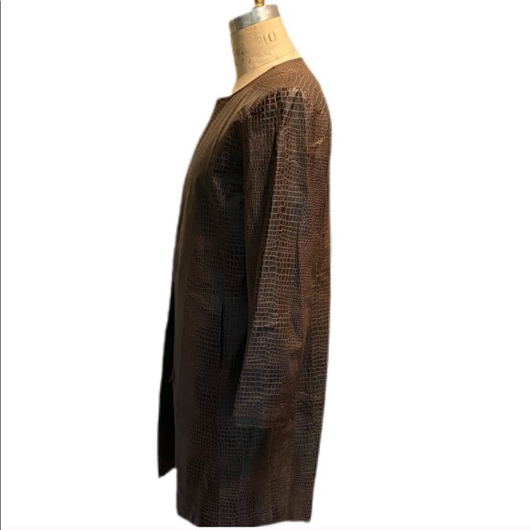 Spiegel Brown Croc Leather Coat - Picture 2 of 5